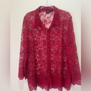 George Red Lace Top